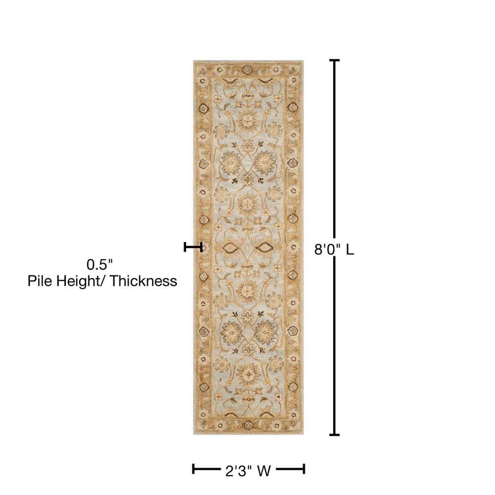 Antiquity AT856 Hand Tufted Runner Rug - Light Blue/Sage - 2'3"x8' - Safavieh.