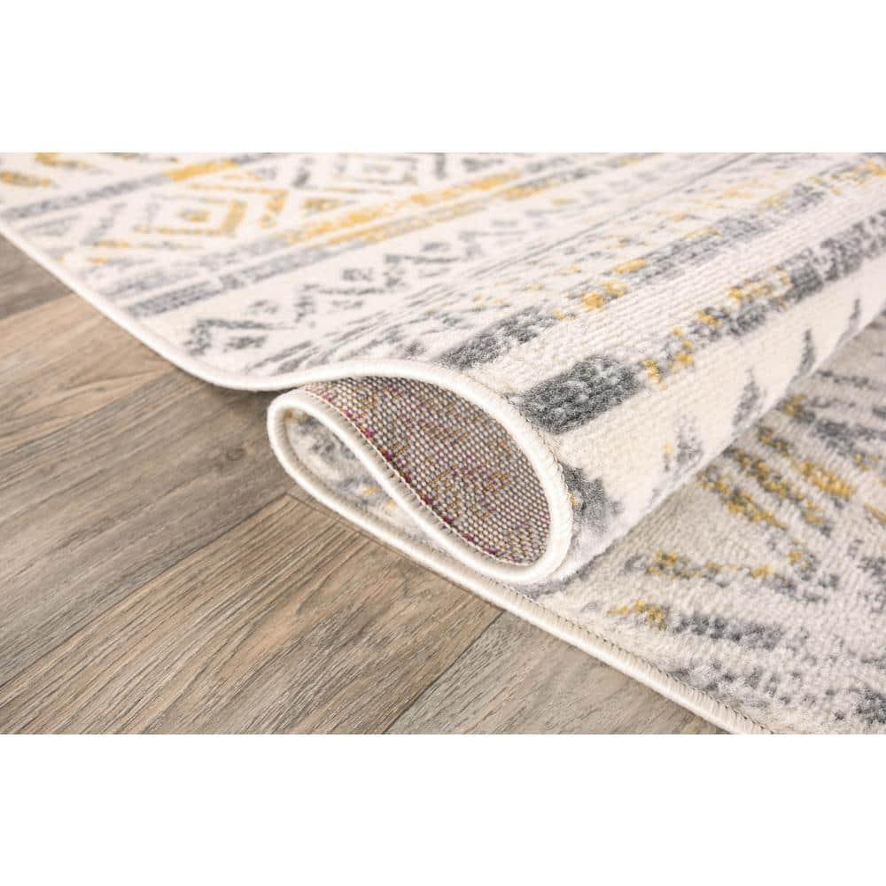 World Rug Gallery Geometric Distressed Bohemian Yellow 5'x7' Area Rug