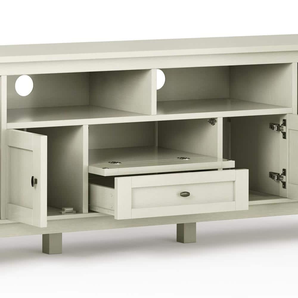 Simpli Home Warm Shaker 72"W Solid Wood TV Stand for TVs up to 80" with 4 Storage Cabinets and 2 Drawers