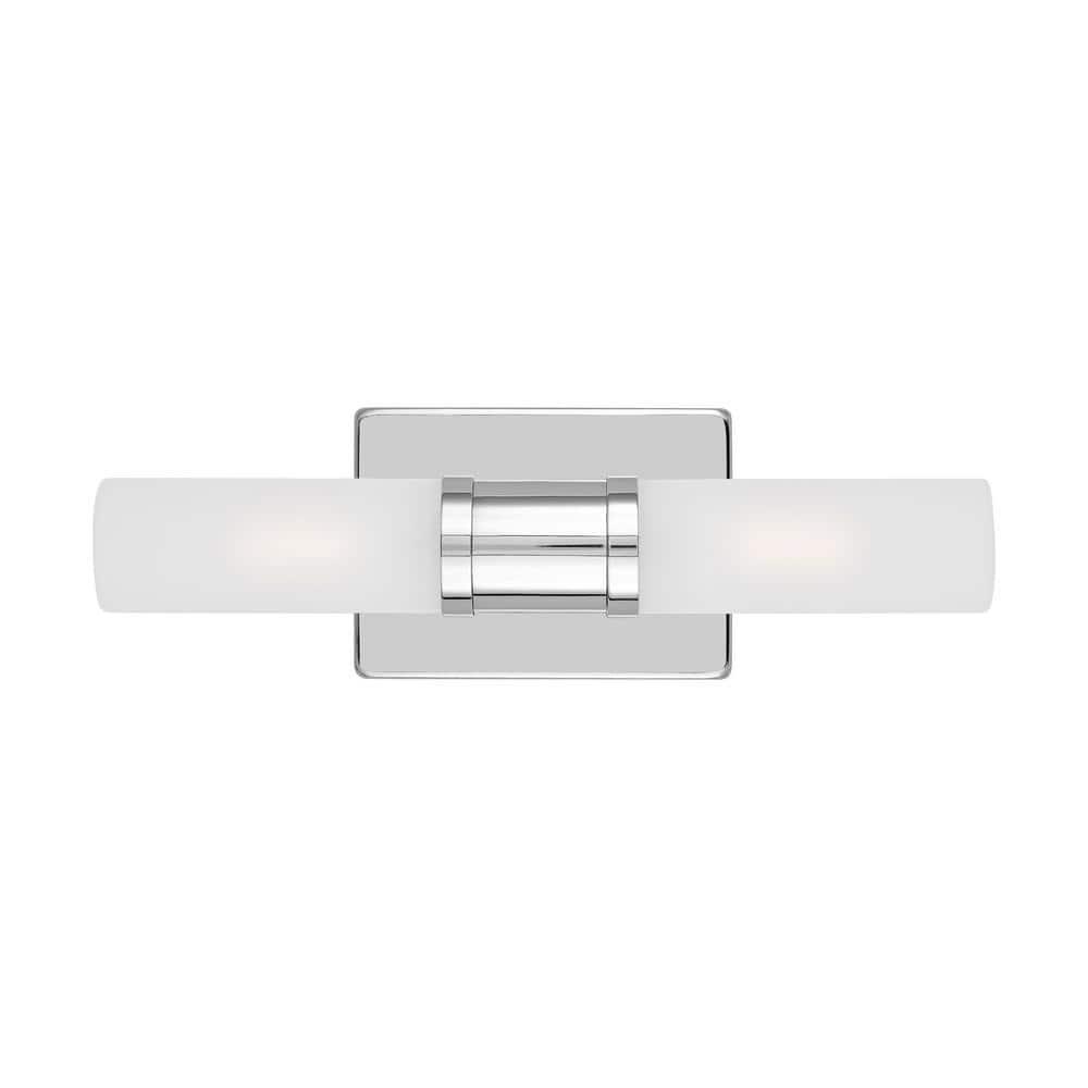 Keaton Chrome 2-Light Dimmable Bath Vanity with Satin Etched Glass