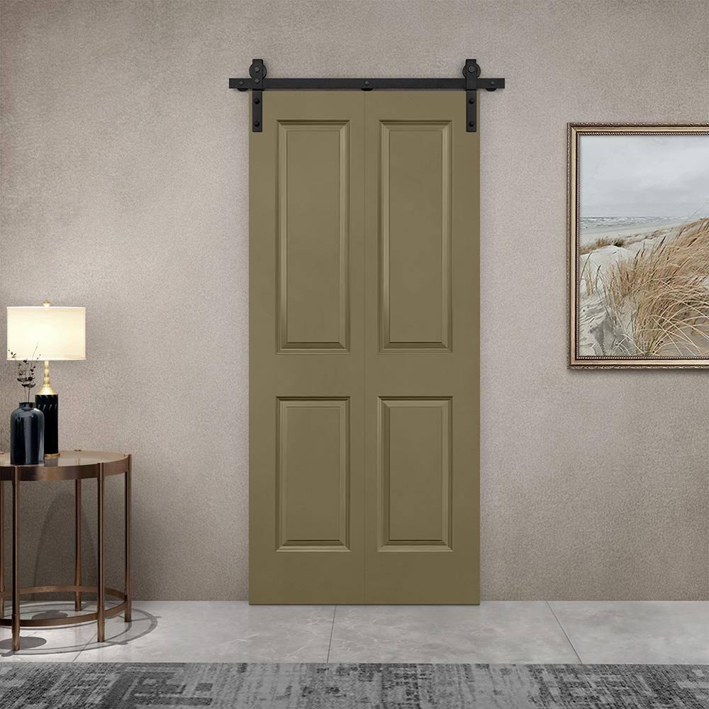 Calhome Paneled MDF Composite Bifold Barn Door with Installation Hardware Kit