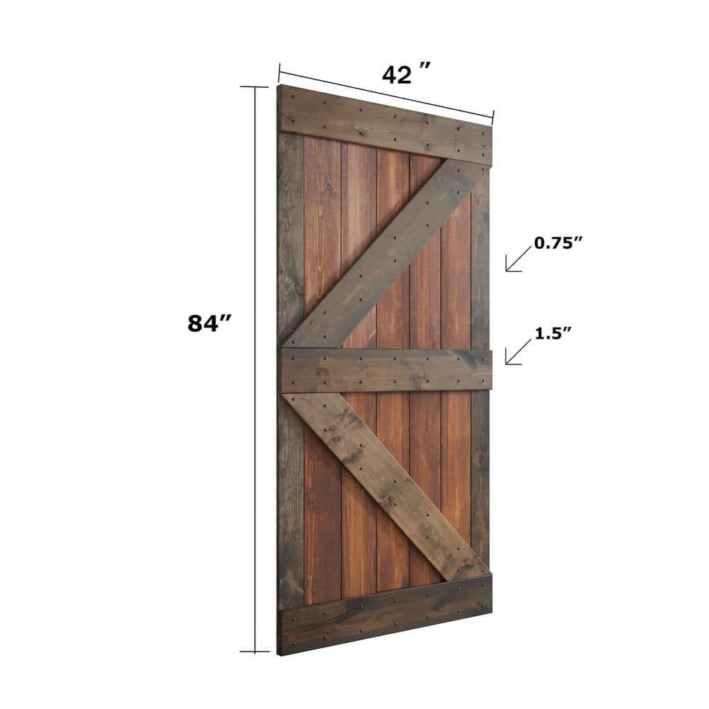 Paneled Wood K Series Double Barn Door with Installation Hardware Kit
