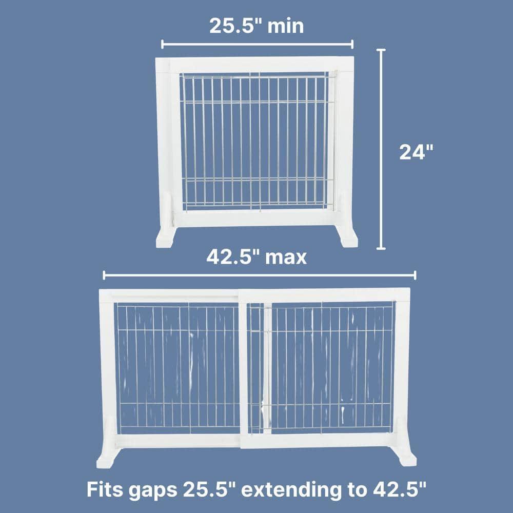 TRIXIE TRIXIE Adjustable Wooden Freestanding Pet Gate, 24" Tall Step Over, Expands to 42.5", Pet Barrier