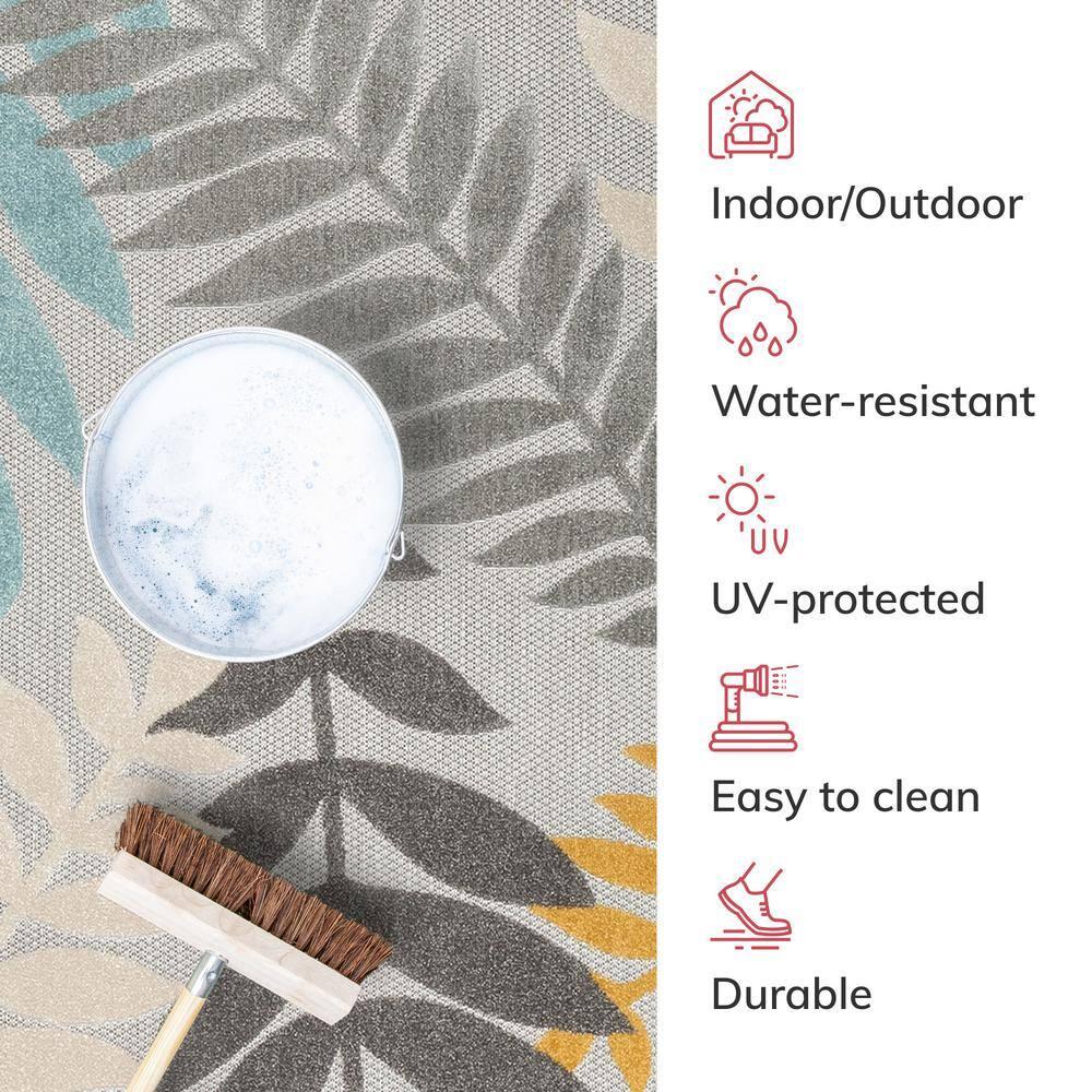 Dorado Mariah Floral Gray Indoor/Outdoor Hi-Lo Area Rug