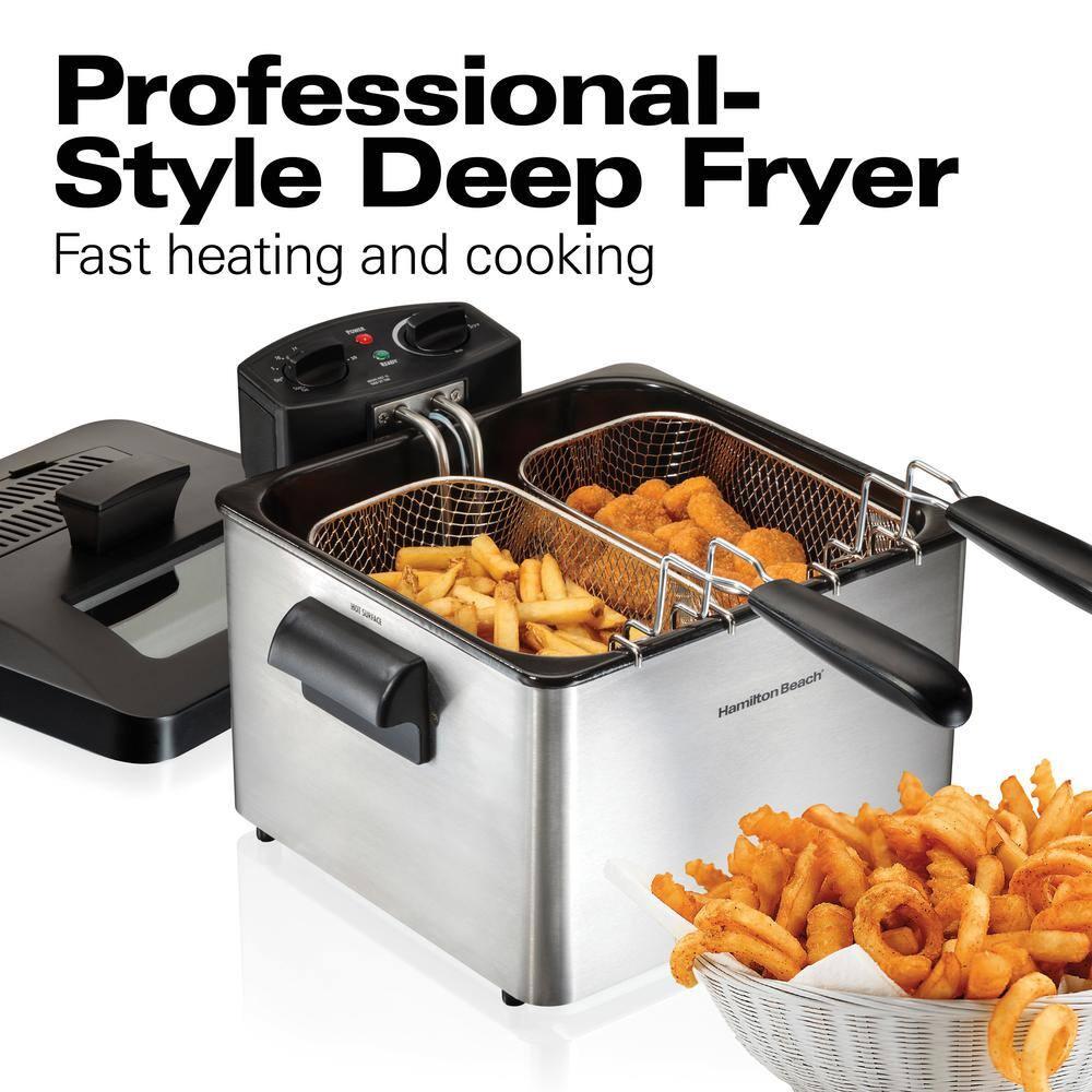 Hamilton Beach Hamilton Beach® Professional-Style Electric Deep Fryer with 12-Cup Food Capacity, Lid with View Window and Three Frying Baskets