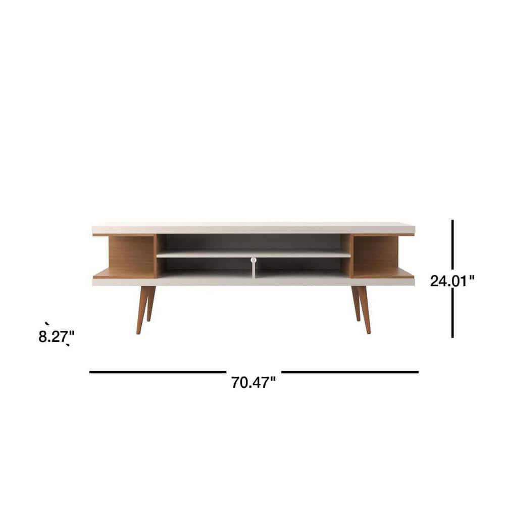 Utopia TV Stand for TVs up to 65" Maple Cream/Off-White - Manhattan Comfort: Modern Entertainment Center with Open Shelves