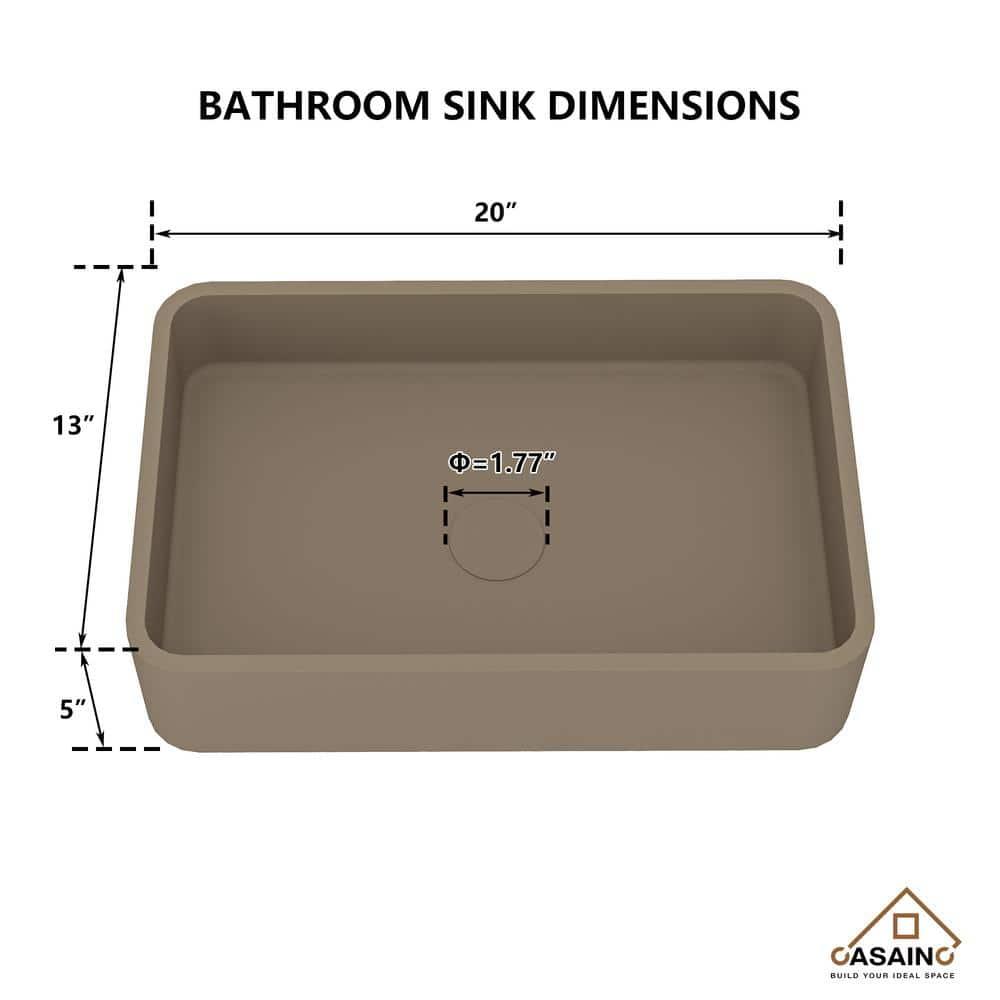 CASAINC Maple 12.79'' Concrete Rectangular Bathroom Sink