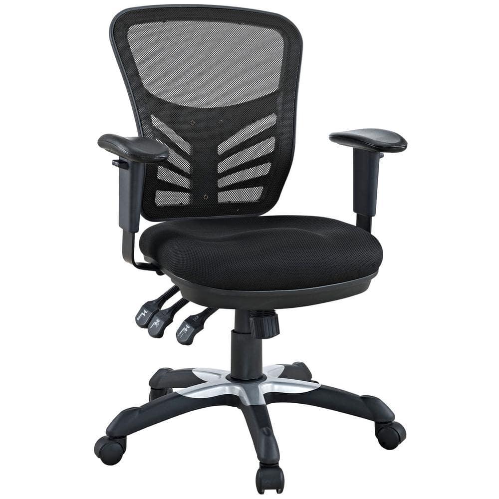 Articulate Mesh Office Chair Midnight Black - Modway: Ergonomic, Adjustable Arms, Swivel Desk Chair
