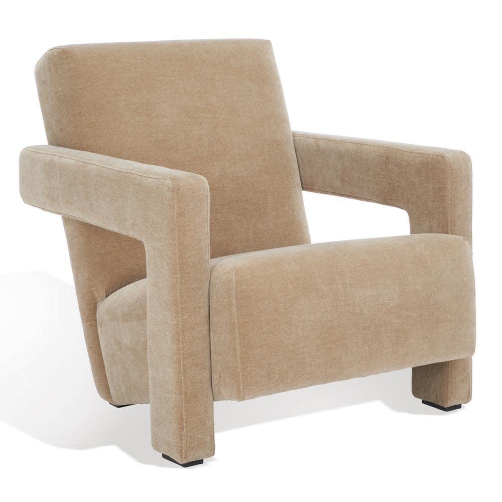 Safavieh  Couture Taylor Modern Velvet Accent Chair - 27 in. W x 35 in. D x 30 in. H Light Brown