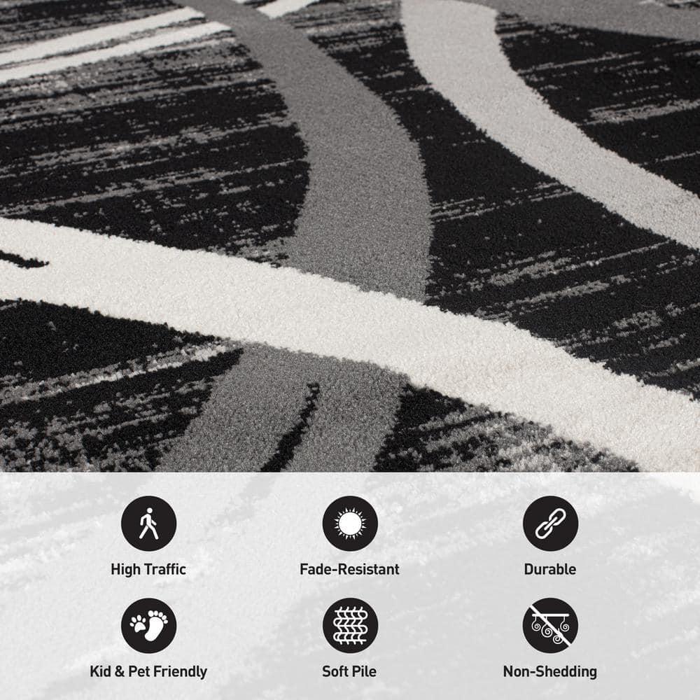 World Rug Gallery Contemporary Abstract Circles Design 2'x3' Black Area Rug