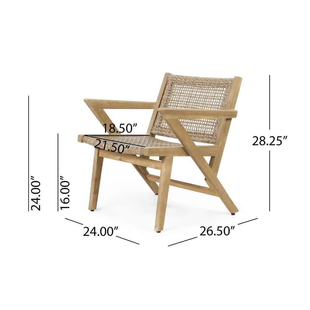 Noble House Outdoor Dining Chair - Polyethylene - Set of 2 - Light Brown