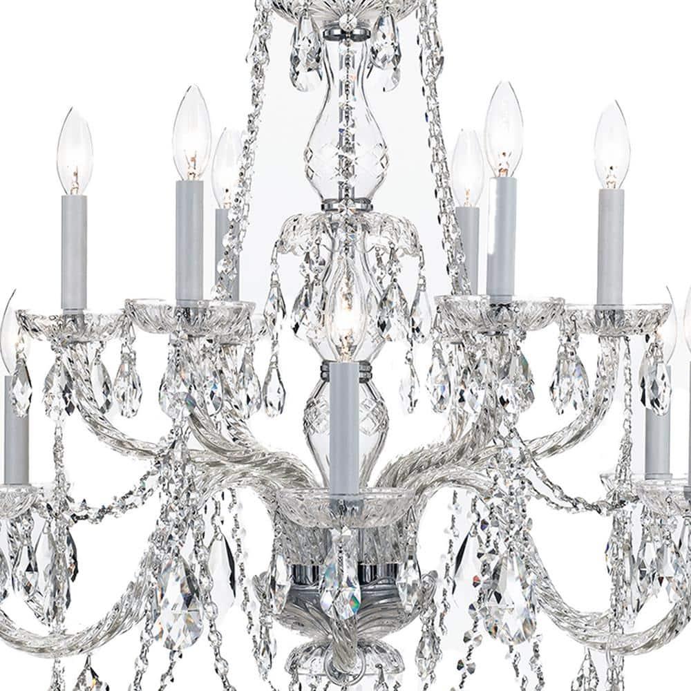 Crystorama Traditional Crystal 12 Light Italian Crystal Chrome Chandelier - 31'' W x 26'' H