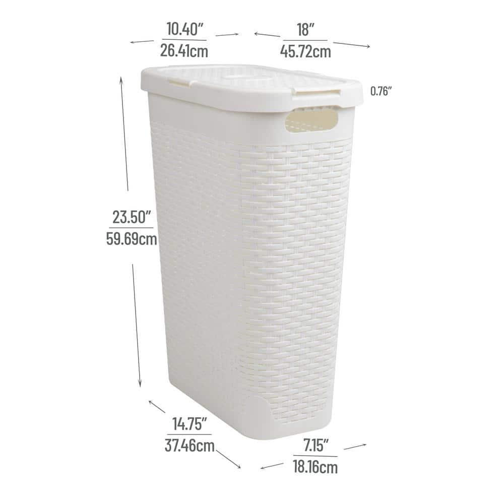 Mind Reader Mind Reader 40L Slim Laundry Hamper, Clothes Basket, Lid, Wicker Design, Plastic