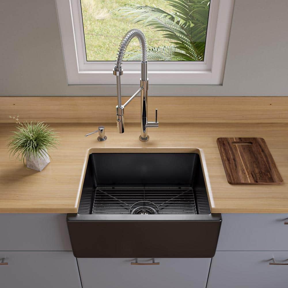24'' L Farmhouse / Apron Single Bowl Fireclay Kitchen Sink