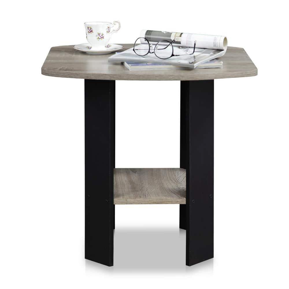 Furinno Simple Design End/SideTable, French Oak/Black