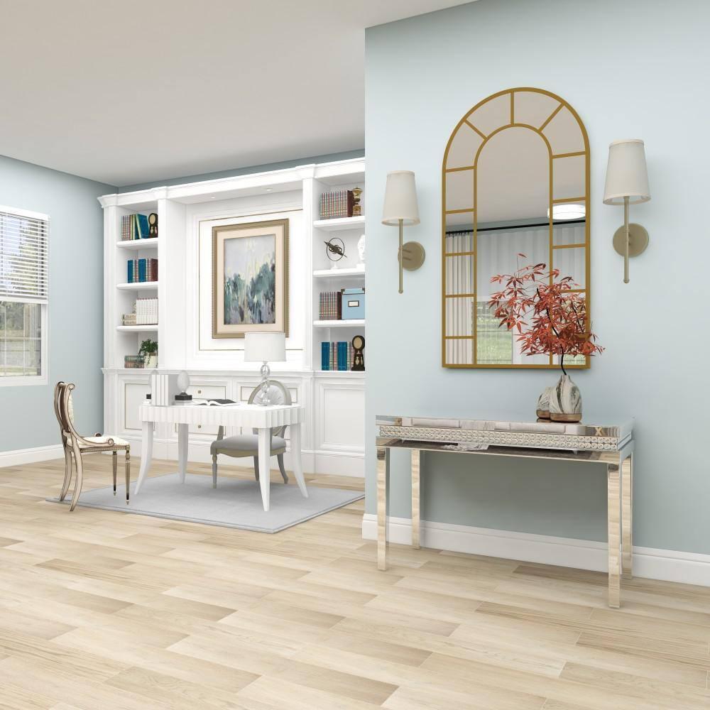 DecMode 47" x 32" Silver Glass Mirrored Console Table, 1-Piece