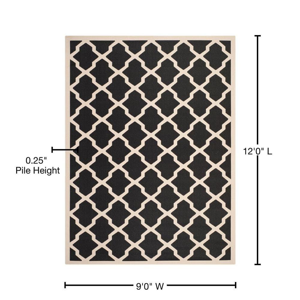 Courtyard CY6903 Power Loomed Indoor and Outdoor Area Rug - Black/Beige - 9'x12' - Safavieh