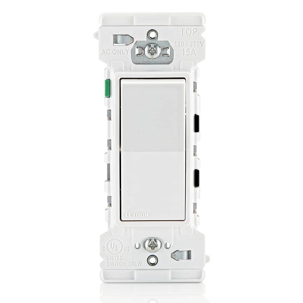 Leviton Decora Edge 15 Amp Single Pole Rocker Switch, White E5601