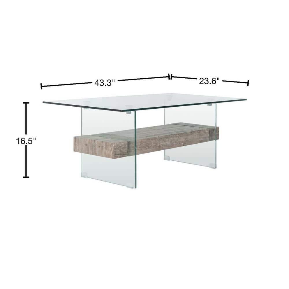 Kayley Coffee Table - Glass/Grey Oak - Safavieh