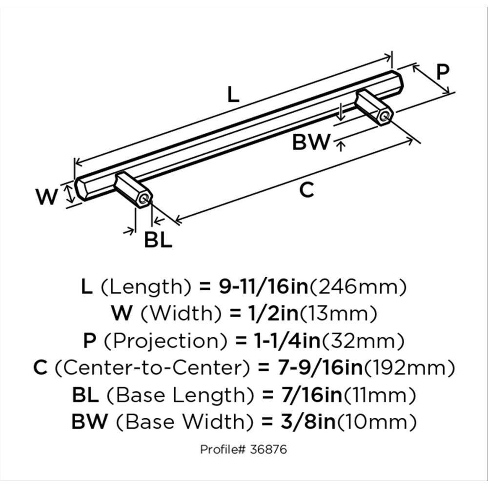 Amerock Caliber 7-9/16 inch (192mm) Center-to-Center Satin Nickel Cabinet Pull
