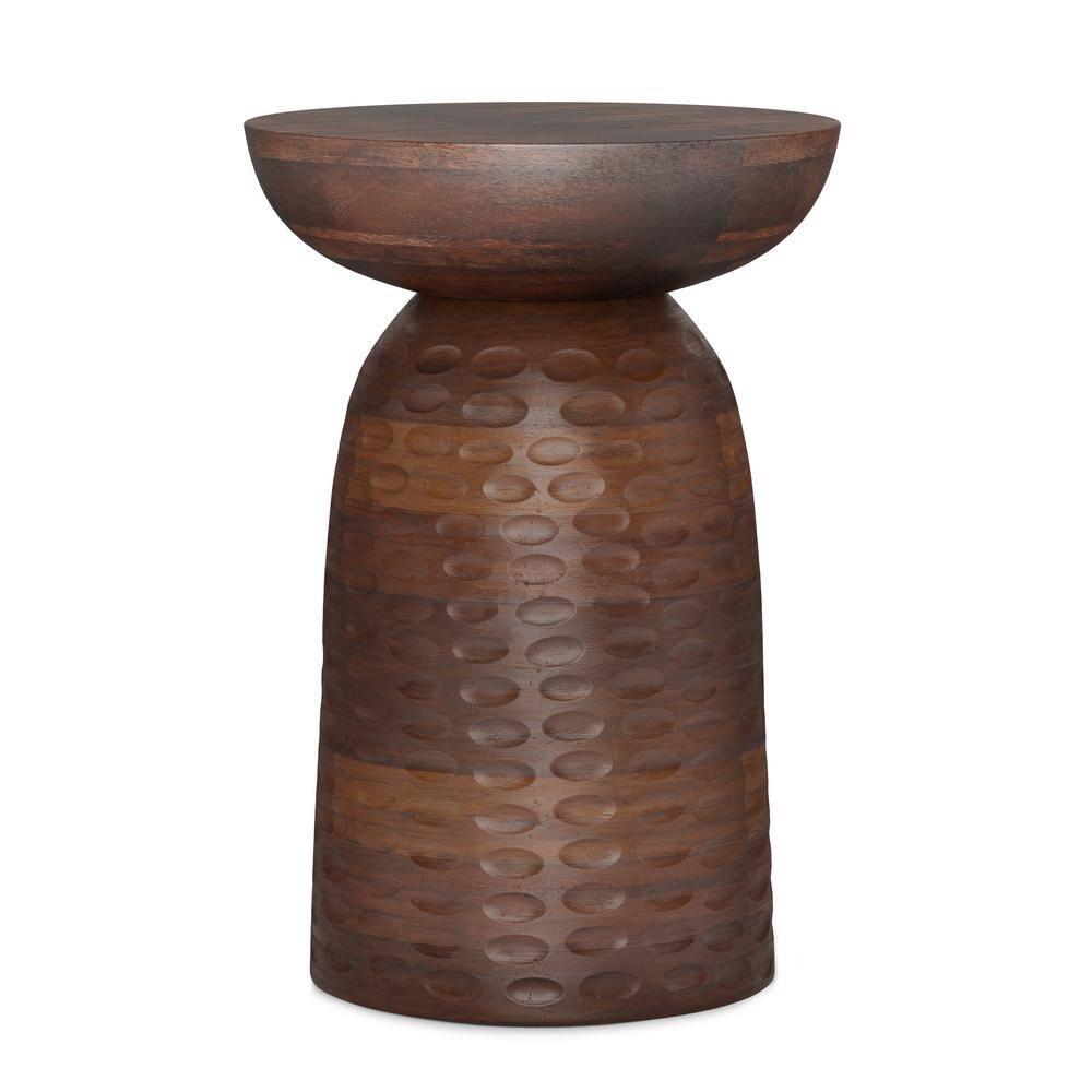 Simpli Home Boyd Solid Mango Wood Pedestal Accent End Table