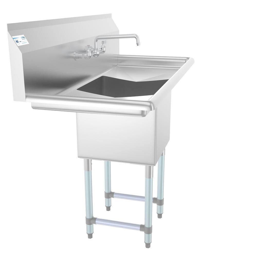 Stainless Steel Commercial Kitchen Prep Sink with Dual Drainboards