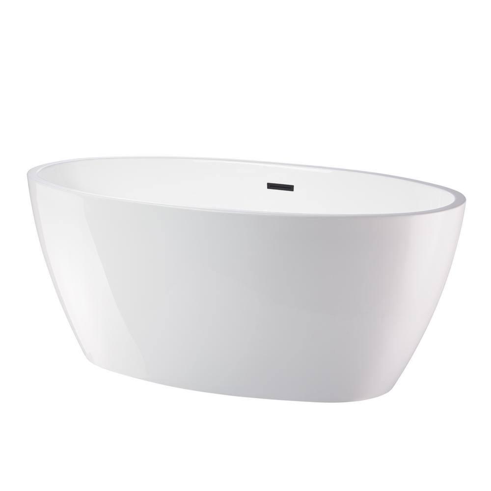 Vanity Art 59" X 32" White Acrylic Freestanding Bathtub
