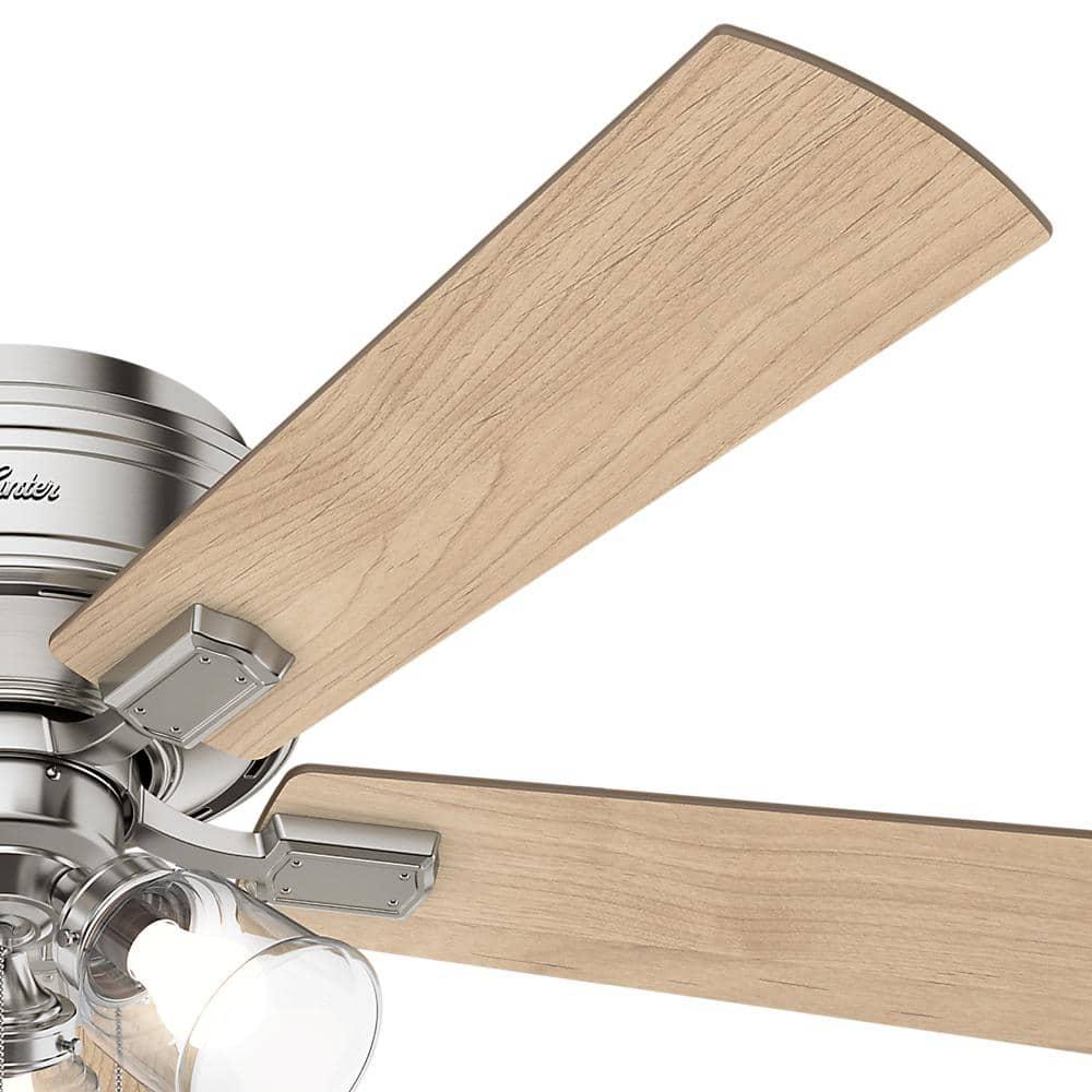 52" Crestfield Low Profile Ceiling Fan (Includes LED Light Bulb) Brushed Nickel - Hunter Fan: 5-Blade, 3-Speed, Flush Mount, Reversible Motor