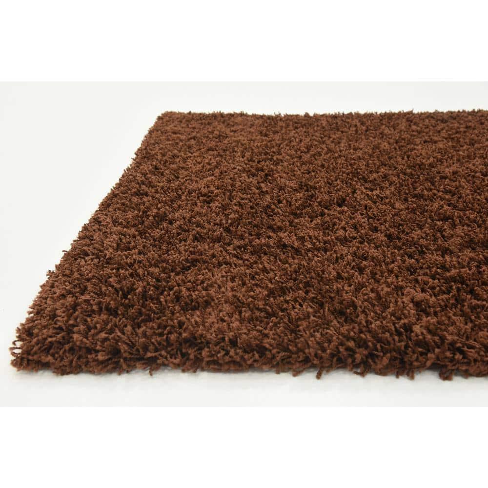Unique Loom 4' 0 x 6' 0 Solid Shag Chocolate Brown Area Rug