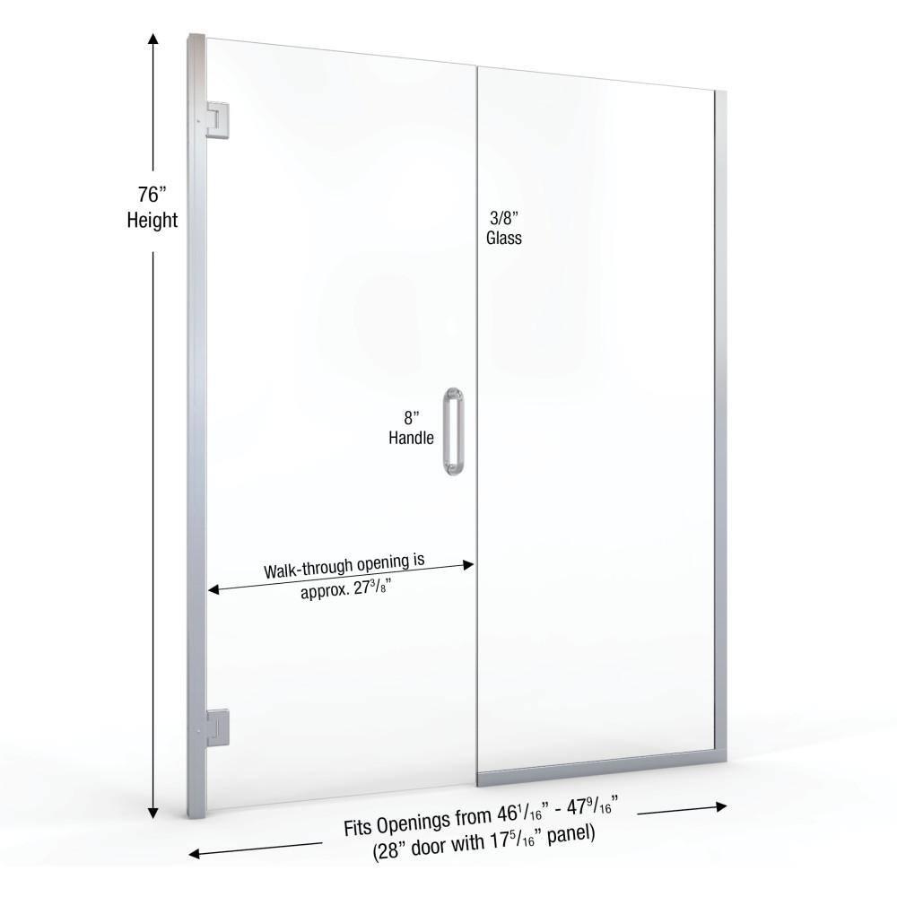 Coppia 46.06" W x 76" H Frameless Shower Door