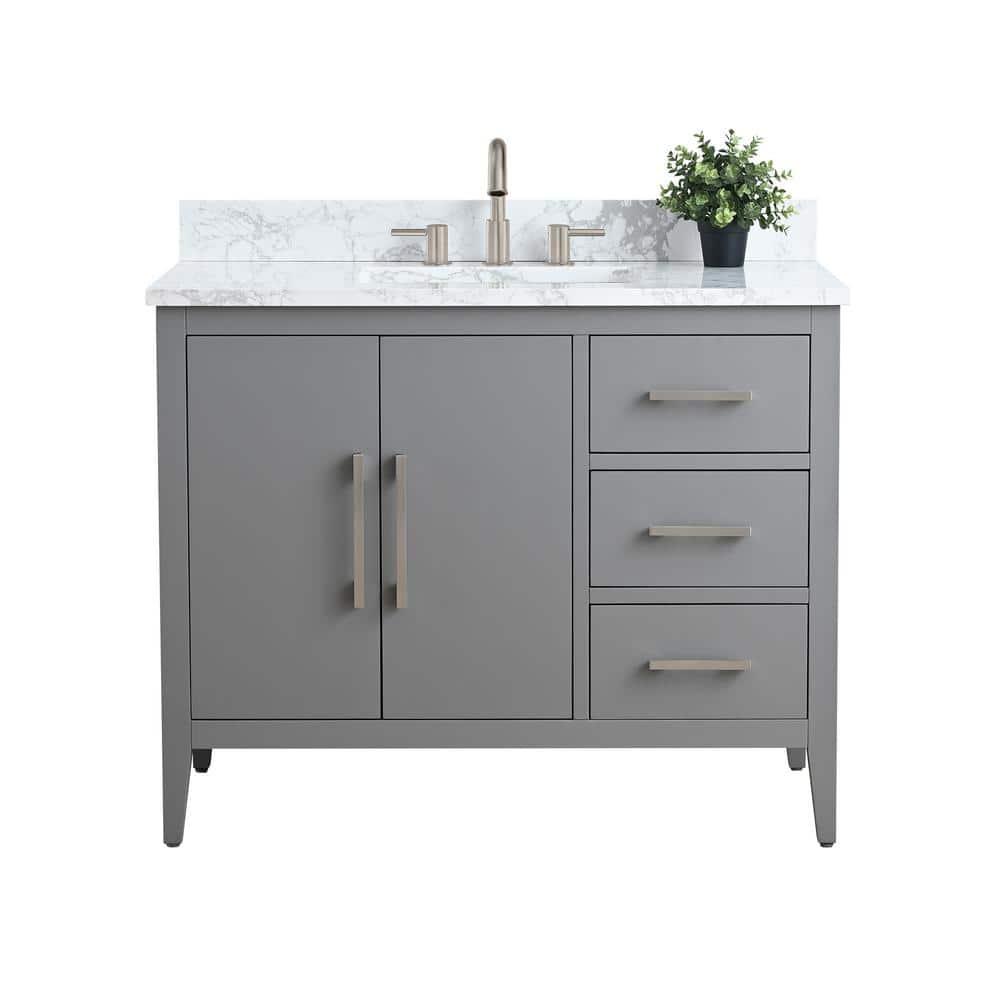42'' Single Bathroom Vanity with Engineered Marble Top