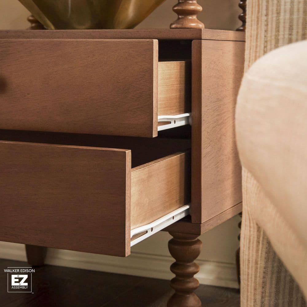 Vivienne Easy Assembly Solid Wood Spindle 2-Drawer Nightstand (Set of 2)