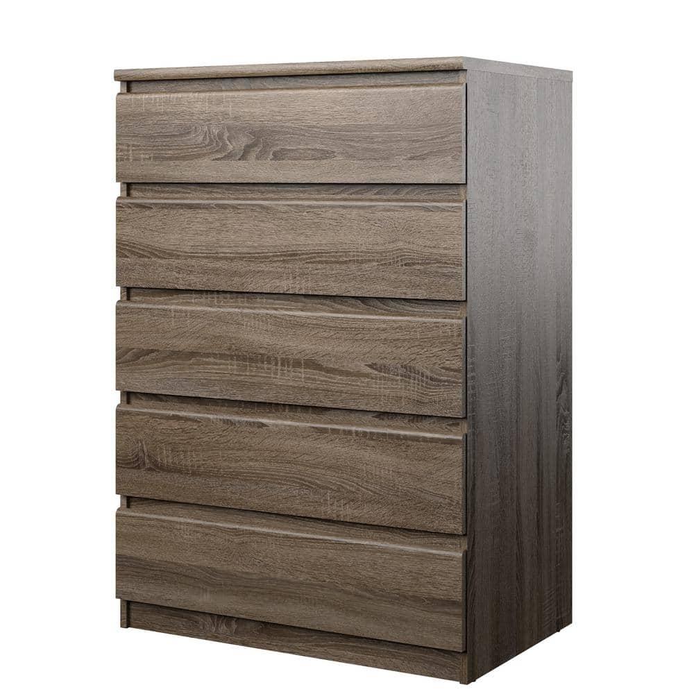 Wood Scottsdale 5 Drawer Chest in Truffle Gray-Tvilum