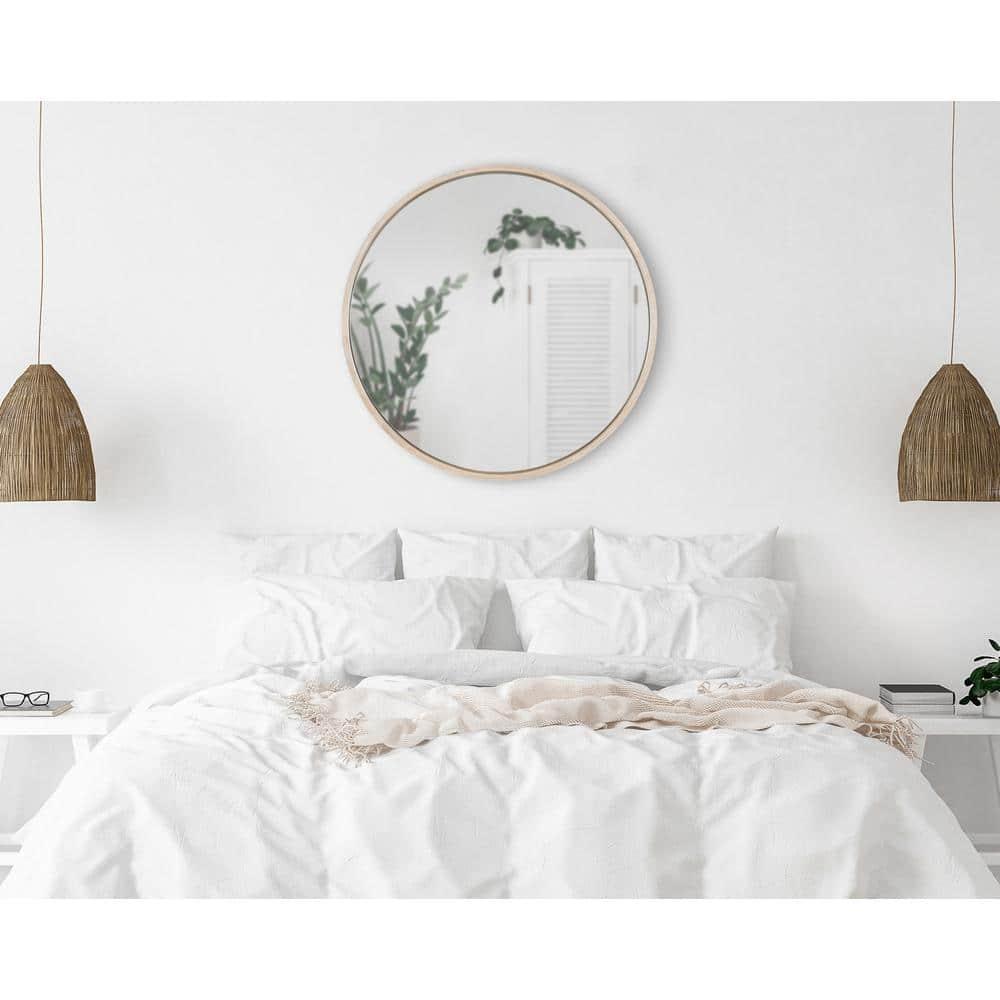 Kate and Laurel Valenti Farmhouse Round Wall Mirror, 28 inch Diameter, White, Decorative Circle Mirror