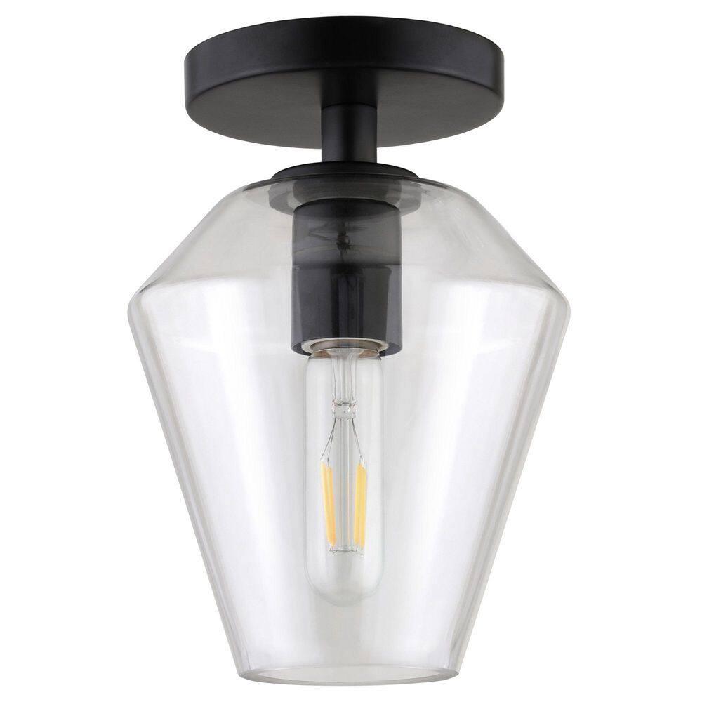 Evelyn&Zoe 7" Black Semi Flush Mount