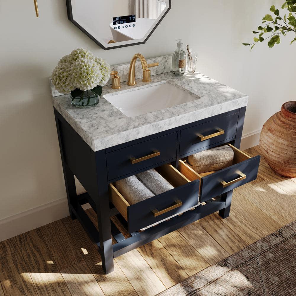 Carrie 36'' Single Bathroom Vanity with Carrara Marble Top