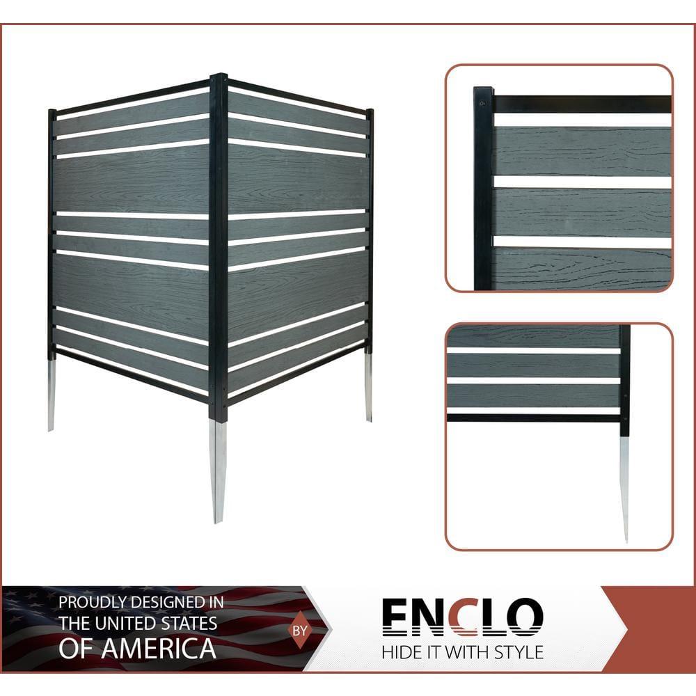 Enclo 48in H x 40in W (2 Panels) No Dig Enclo Vienna Charcoal Color Woodtek Privacy Screen, Outdoor Vinyl Privacy Fence Panel, Privacy Wall for Trash Cans & Air Conditioner Fence, Patio Privacy Screen, EC18018