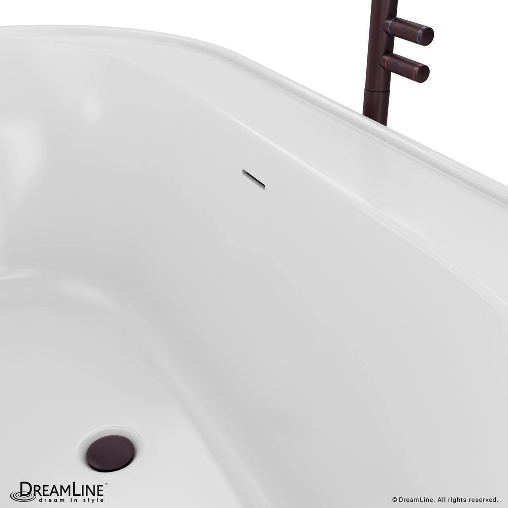 DreamLine BT63X3460C06 Essence 60-1/4 in. L x 34-1/4 in. W x 23-5/8 in. H Freestanding Acrylic Bathtub