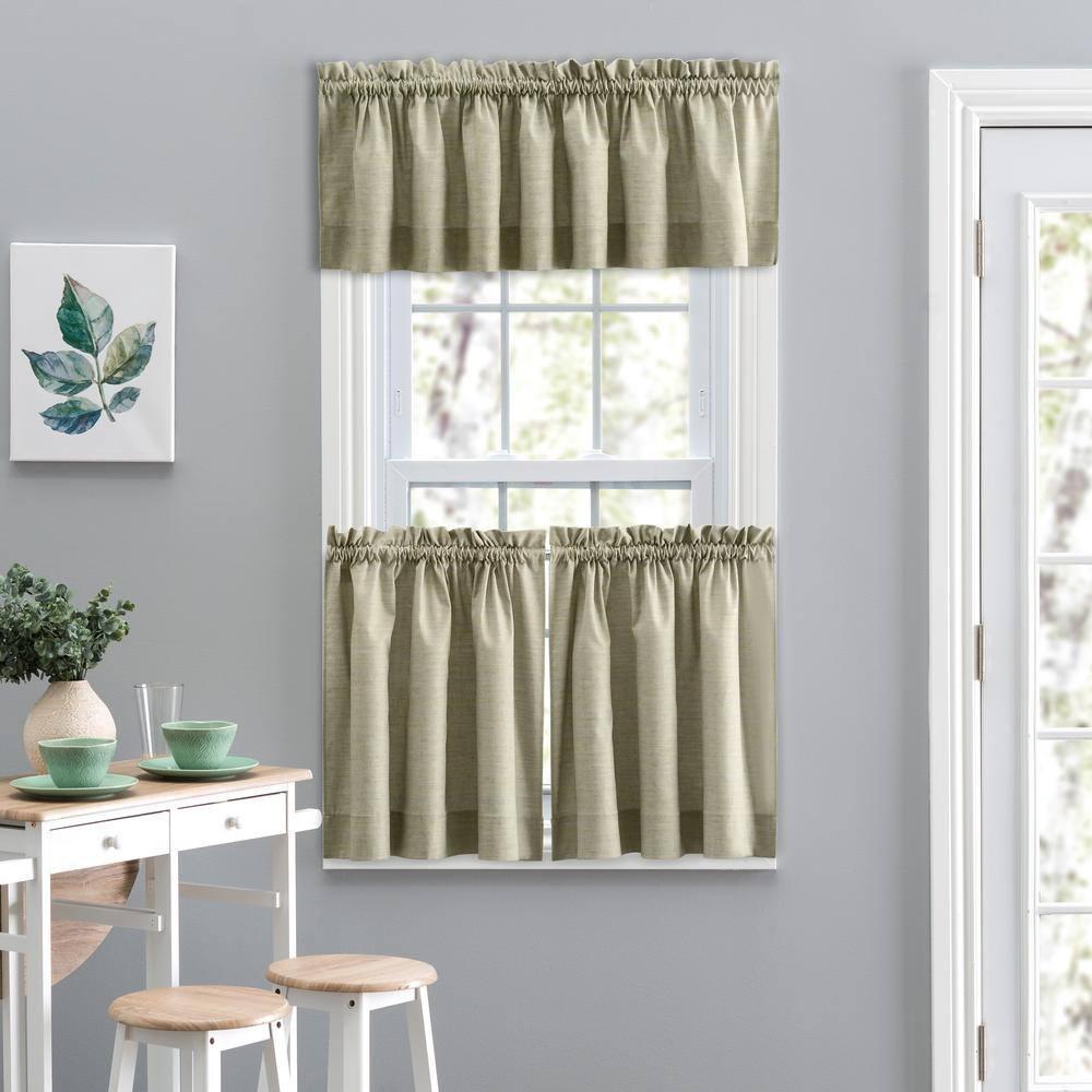 Ellis Lisa Solid Color Poly Cotton Duck Fabric 1.5" Rod Pocket for Simple Window Tailored Valance 58"x15" Mist