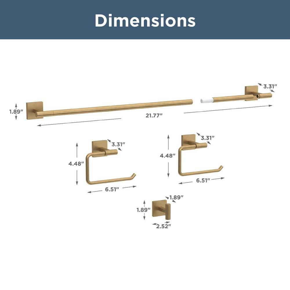 Franklin Brass Nash 4-Piece Bath Hardware Set 18" Towel Bar w/ Extender Toilet Paper Holder Towel Holder Towel Hook NASH64-SG
