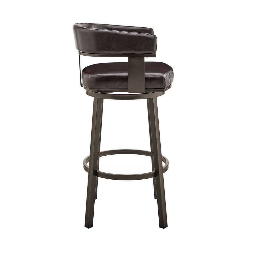 Cohen 26" Counter Height Swivel Bar Stool in Java Silver Finish and Chocolate Faux Leather