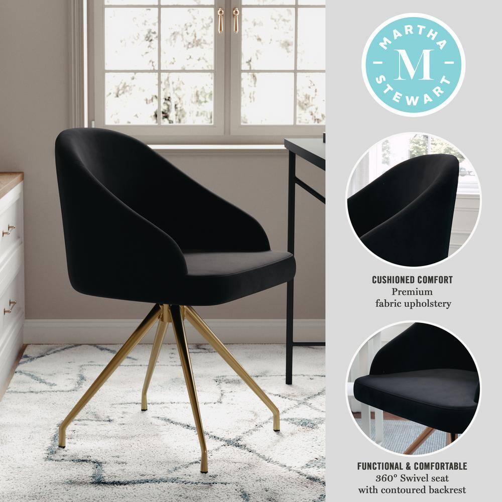 Martha Stewart Jones Upholstered Stationary Swivel Home Office Chair by Martha Stewart