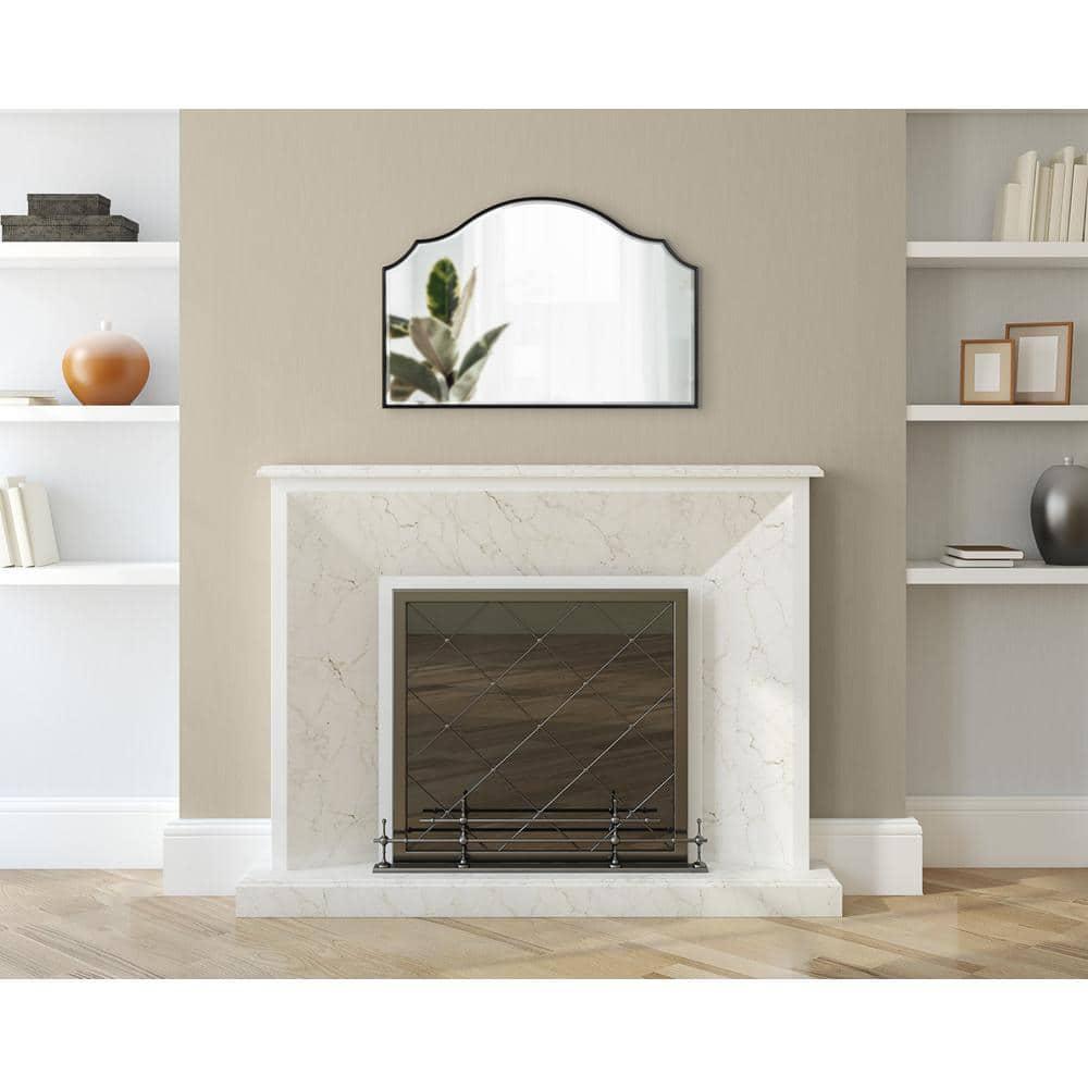 Kate and Laurel Leanna Glam Horizontal Wall Mirror, 20 x 30, Black, Sophisticated Large Mirror for Wall