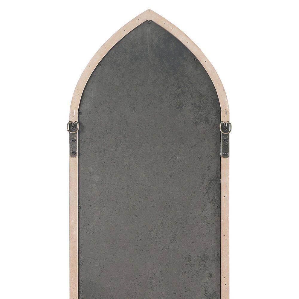 LuxenHome Distressed White Wood Cathedral Framed Wall Mirror