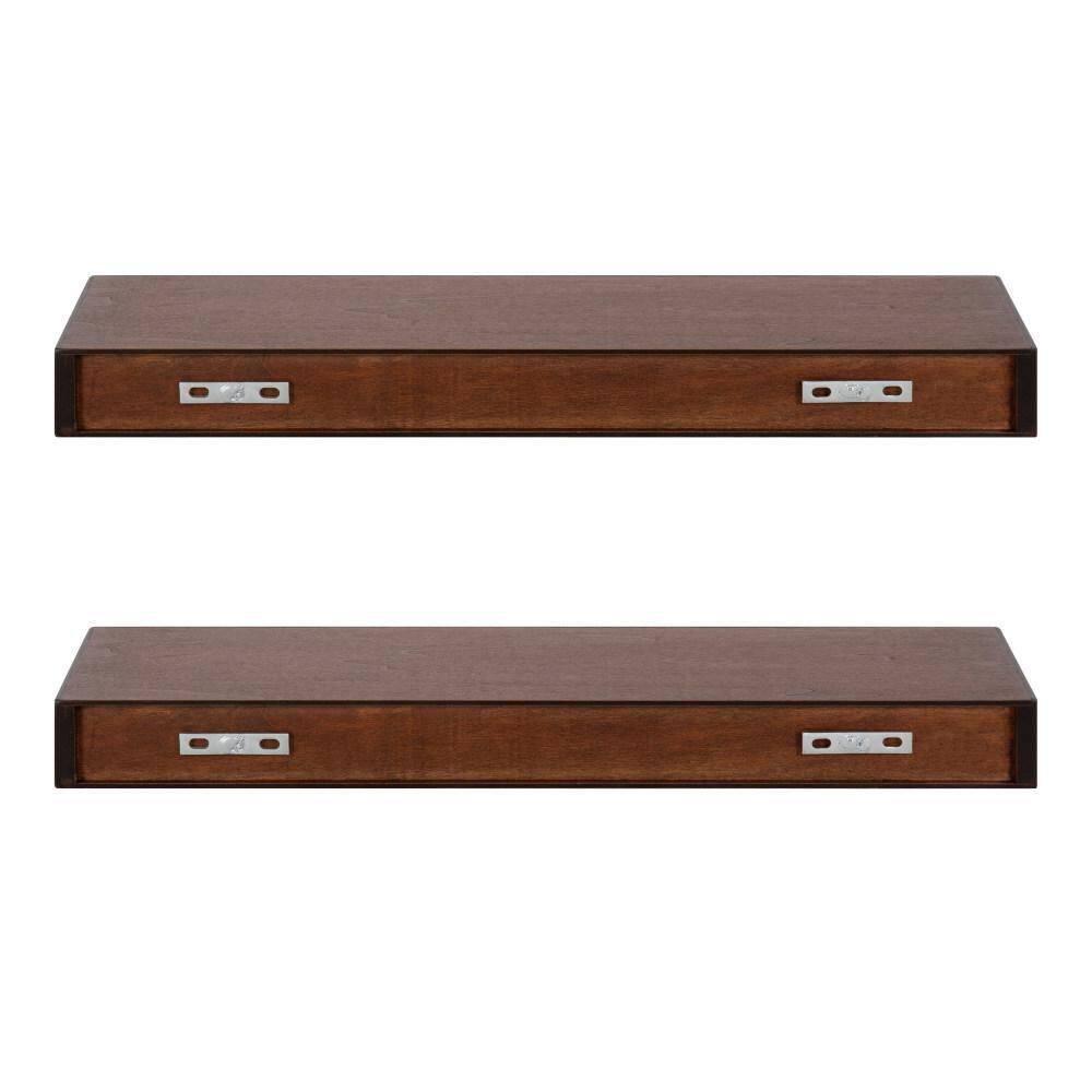 2pc 24" Havlock Wood Shelf Set Walnut Brown - Kate & Laurel All Things Decor: Easy Install, Storage Display