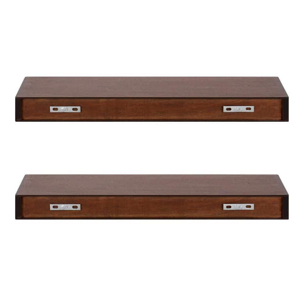 2pc 24" Havlock Wood Shelf Set Walnut Brown - Kate & Laurel All Things Decor: Easy Install, Storage Display