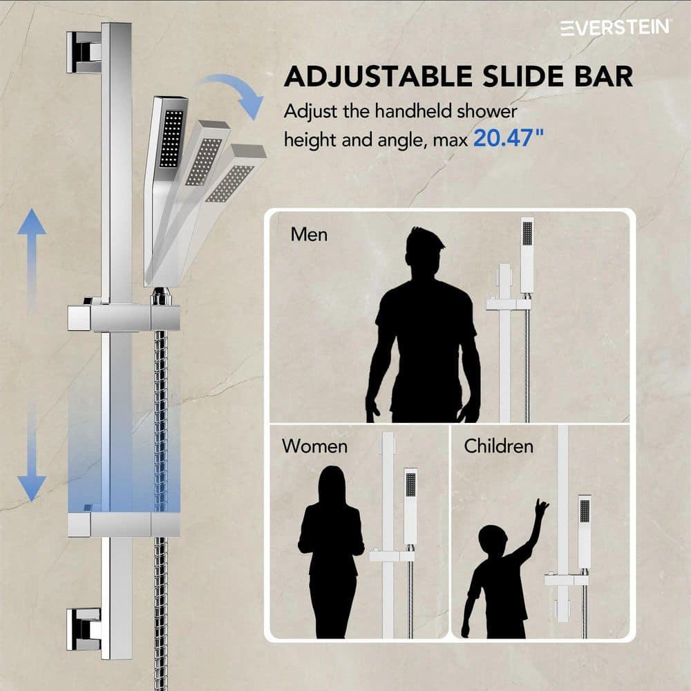 Dual-Function Wall Mounted Waterfall & Rainfall Shower Faucet Set With Rough-In Valve