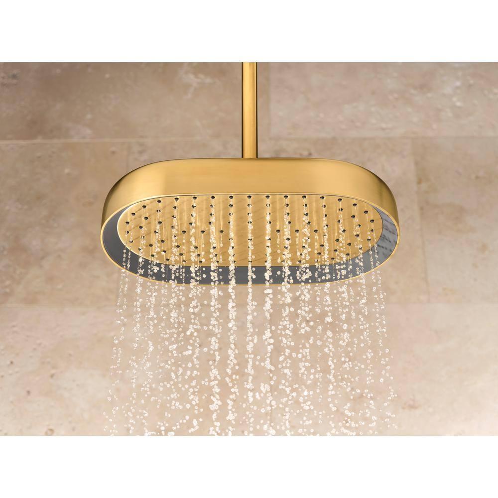 Statement 14" Single-Function Wall or Ceiling-Mount Round Rainhead, Oblong Rain Showerhead 2.5 GPM