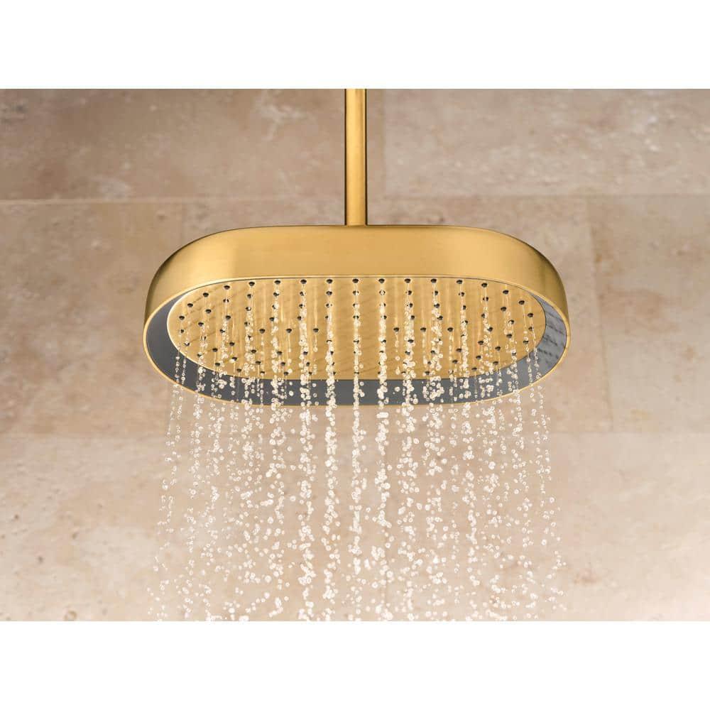 Statement 14" Single-Function Wall or Ceiling-Mount Round Rainhead, Oblong Rain Showerhead 2.5 GPM