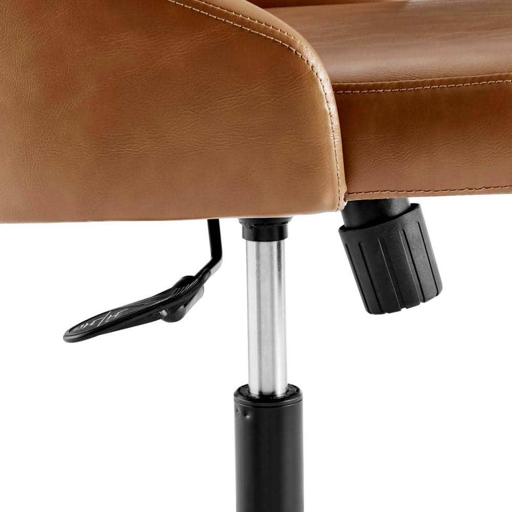 Modway Distinct Tufted Swivel Vegan Leather Office Chair, Black Tan